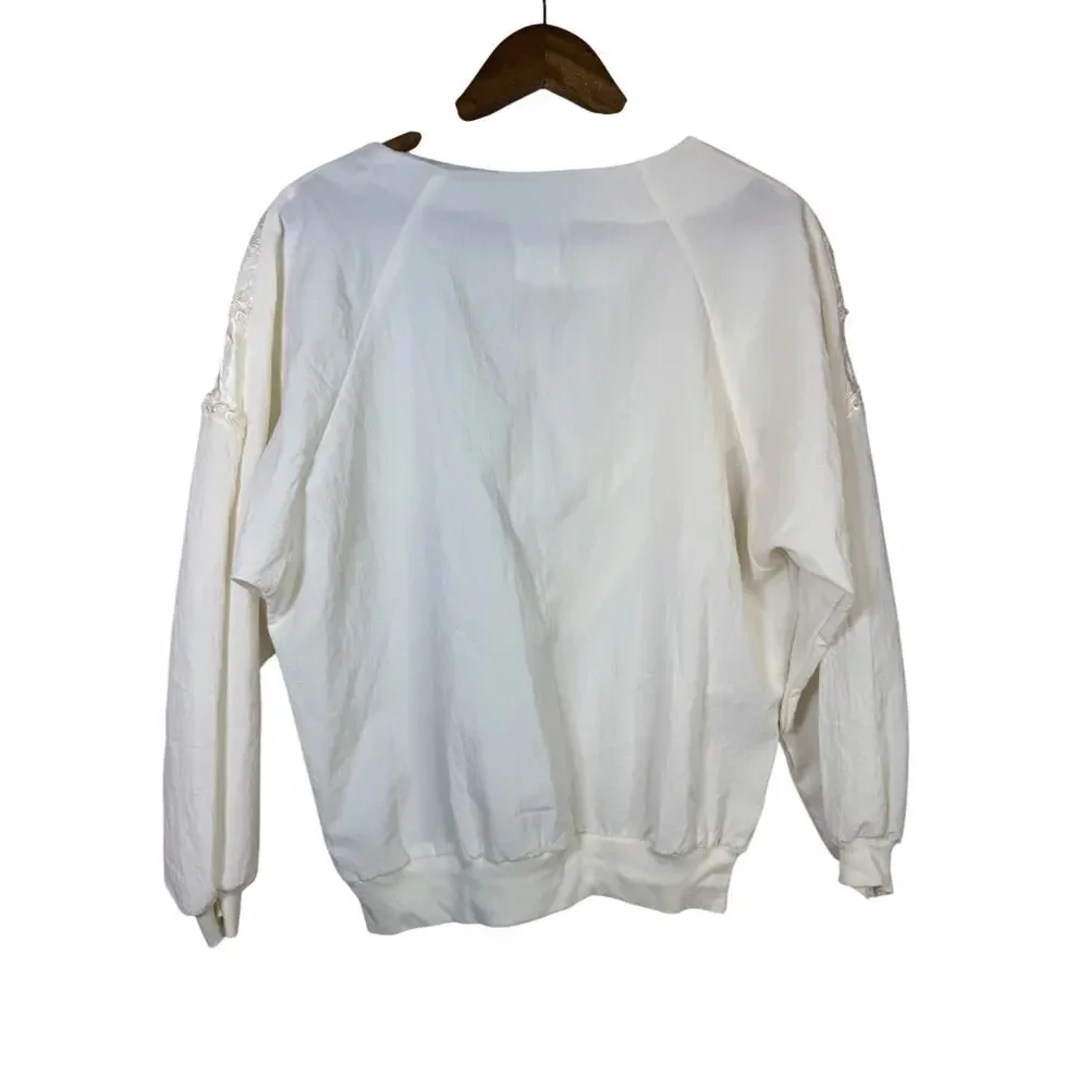Vintage‎ Remo Of California Dynasty White Lace & Satin Sweatshirt Size M 80s 90s